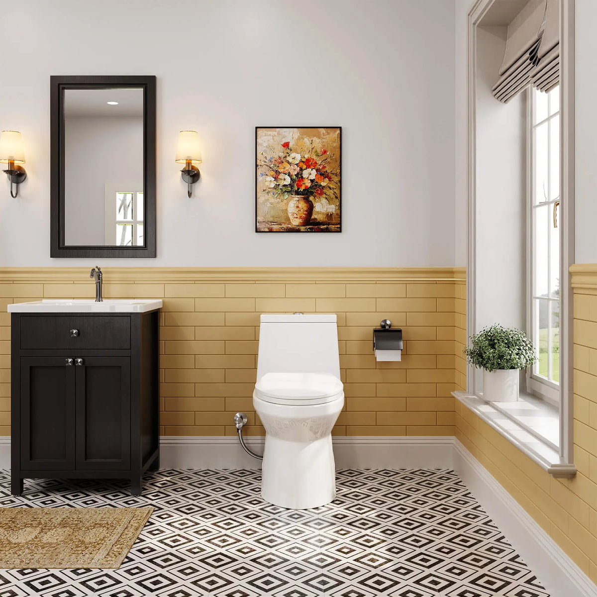 HOROW HWMT-138-10 10-Inch Rough-In One-Piece Toilet – ADA Height, Powerful Dual Flush