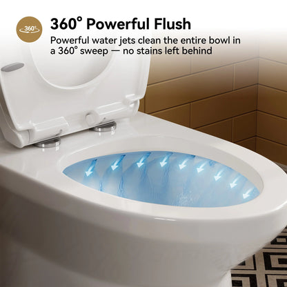 HOROW HWMT-138-10 10-Inch Rough-In One-Piece Toilet – ADA Height, Powerful Dual Flush