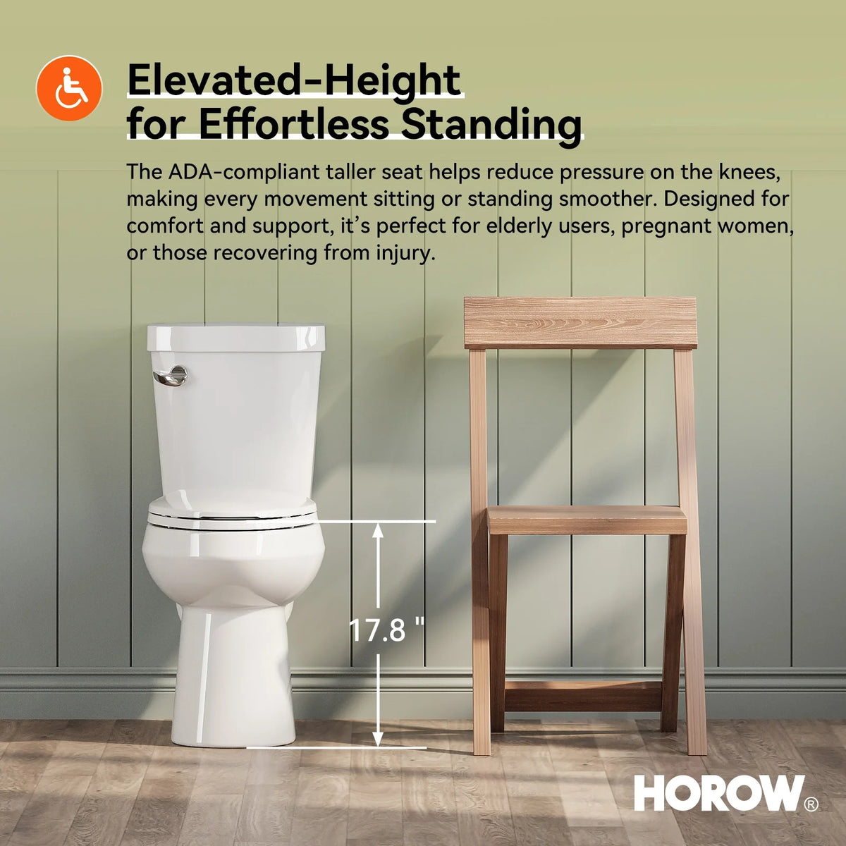 HOROW HWTT-E06S 2-Piece Toilet ADA 1.0 GPF Elongated Flush