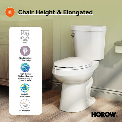 HOROW HWTT-E06S 2-Piece Toilet ADA 1.0 GPF Elongated Flush