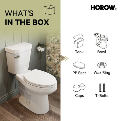 HOROW HWTT-E06S 2-Piece Toilet ADA 1.0 GPF Elongated Flush