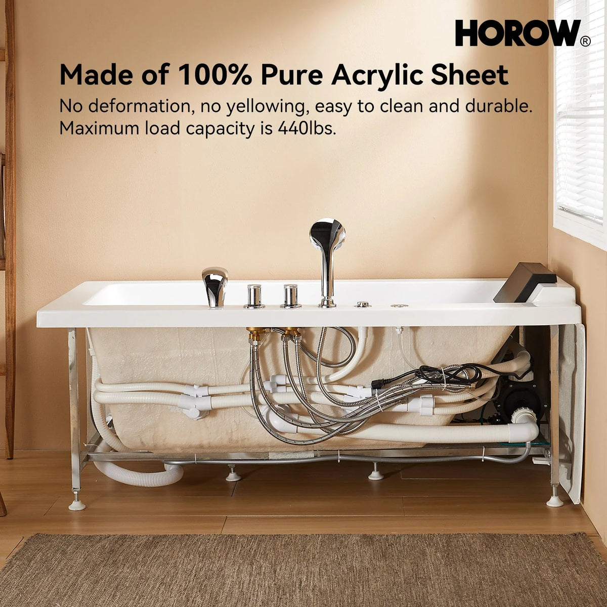 M59-R 59" Acrylic Massage Bathtub with Right Drain