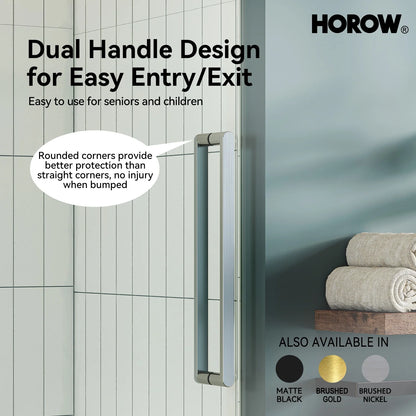 MI6076-BN 60" Frameless Glass Shower Door in Brushed Nickel