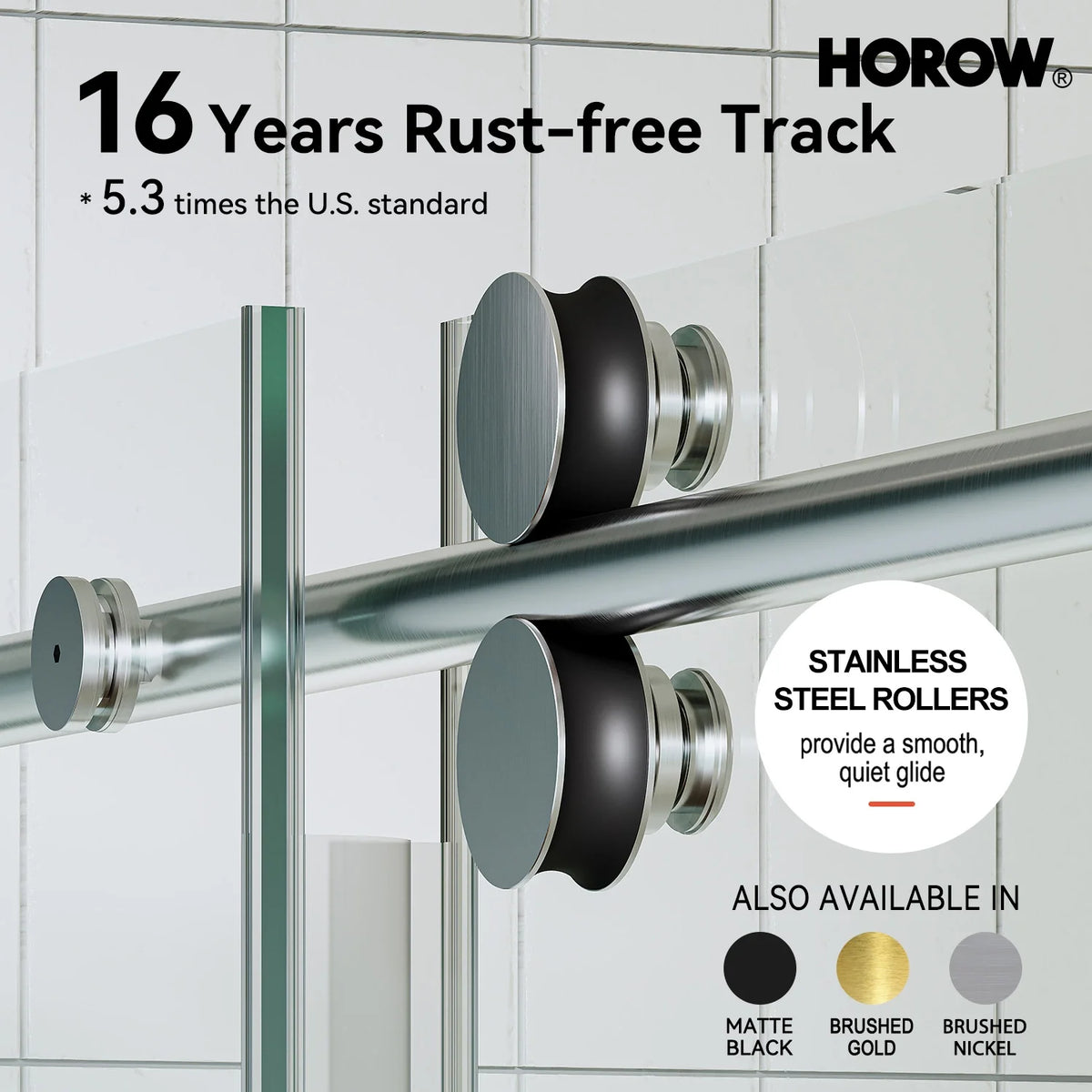 MI6076-BN 60" Frameless Glass Shower Door in Brushed Nickel