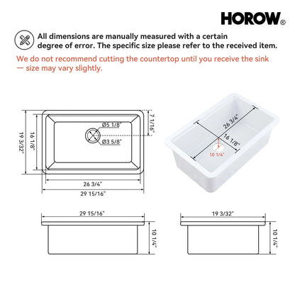 30 Inch Top Mount Kitchen Sink with Drainboard – Ceramic Single Bowl