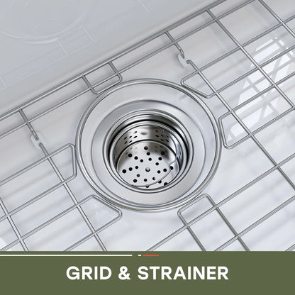 30 Inch Top Mount Kitchen Sink with Drainboard – Ceramic Single Bowl