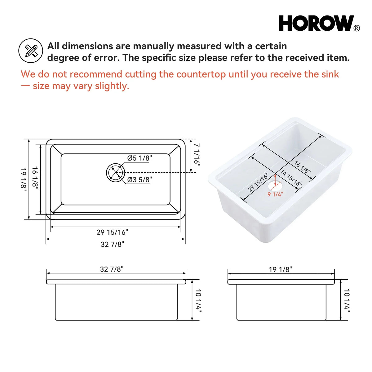 33 Inch Ceramic Overmount Kitchen Sink – Durable & Stylish Design