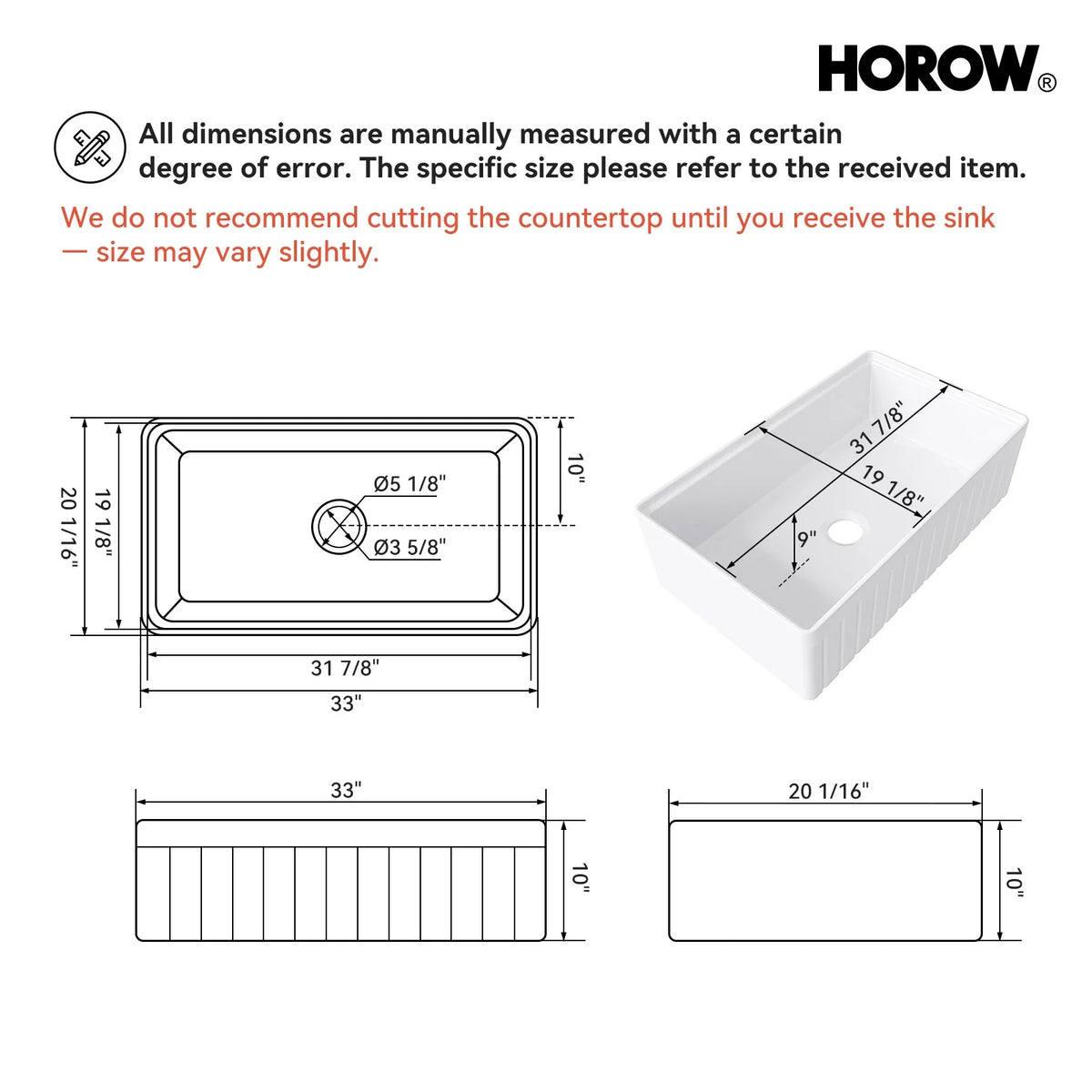33 Inch Undermount Workstation Kitchen Sink with Grid