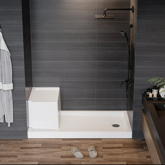 SS6032-CH-R 60" Shower Pan with ADA Seat Height & Right Drain