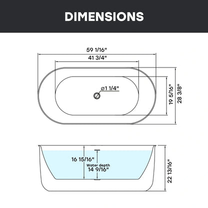 59 Inch Acrylic Freestanding Tub Model ST59-CH