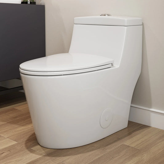 HOROW T0280W White One-Piece Toilet with Chair-Height Seat