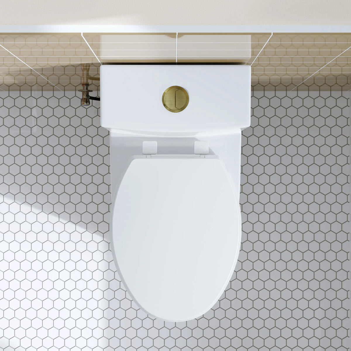 HOROW T0338W-G ADA One-Piece Dual Flush Toilet with Golden Button