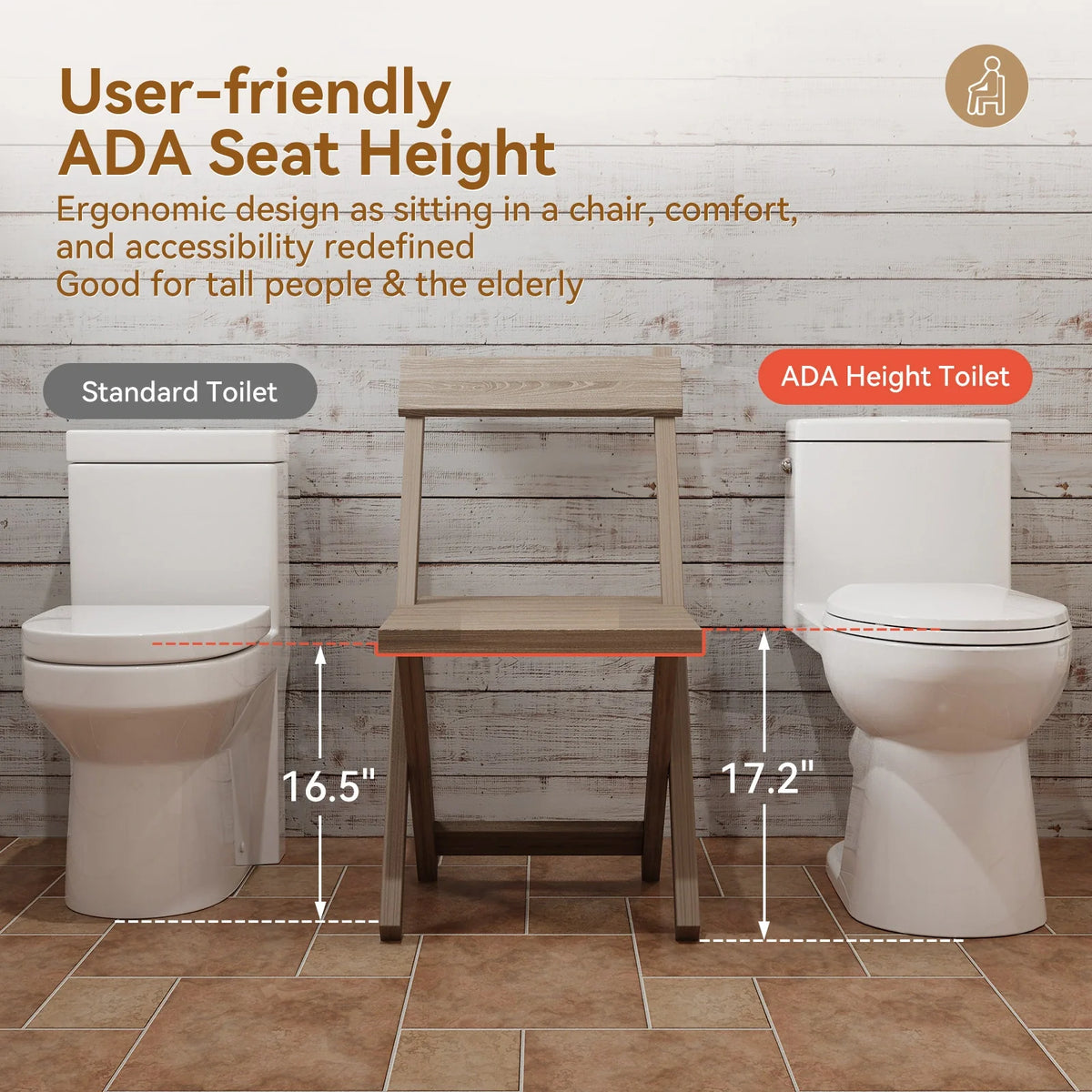 HOROW T0352W Single Flush One-Piece Toilet with ADA Chair Height, 12-Inch Rough-In