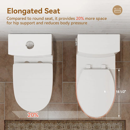 HOROW T0352W Single Flush One-Piece Toilet with ADA Chair Height, 12-Inch Rough-In