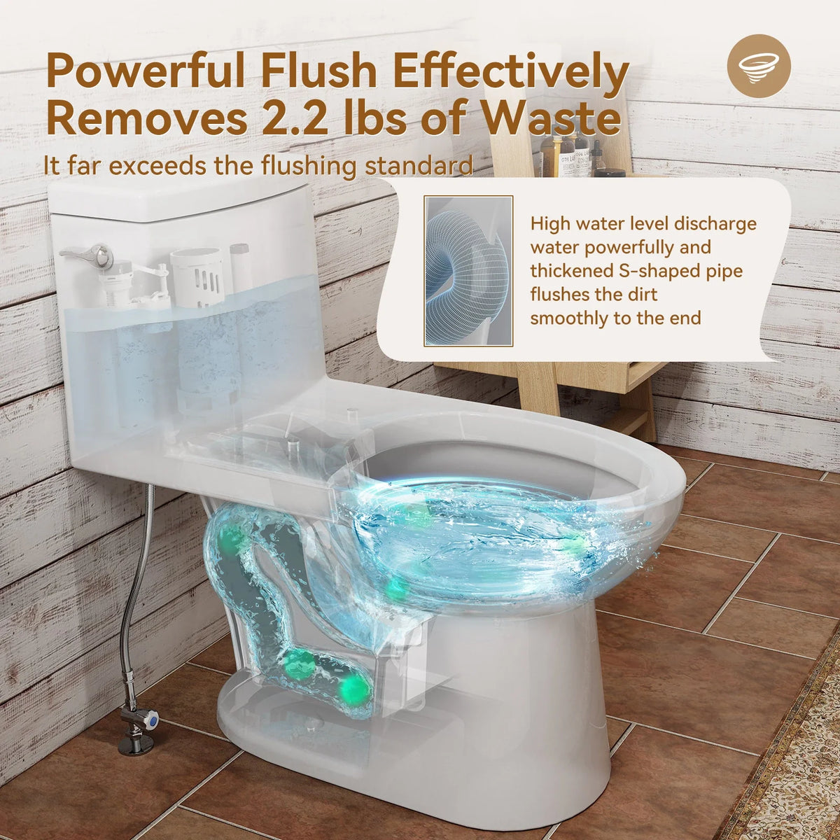HOROW T0352W Single Flush One-Piece Toilet with ADA Chair Height, 12-Inch Rough-In
