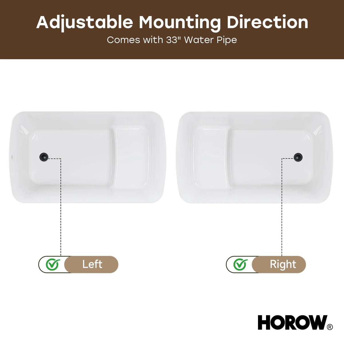 TU47-MB-A 47" Acrylic Soaking Bathtub with Seat & Pop-Up Drain