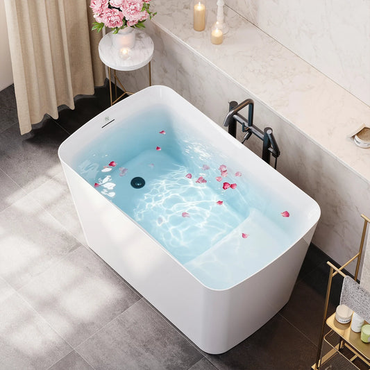 TU47-MB-A 47" Acrylic Soaking Bathtub with Seat & Pop-Up Drain