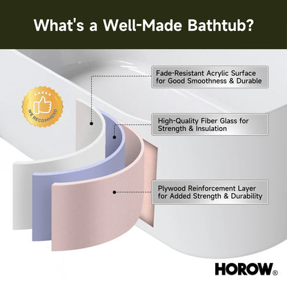 59” Brushed Nickel Freestanding Bathtub with Integrated Overflow & Drain