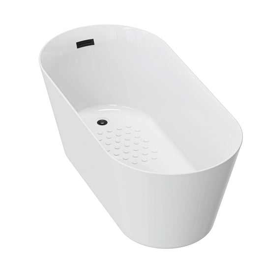 TU59-MBN-A 59" Matte Black Acrylic Freestanding Bathtub with Side Drain