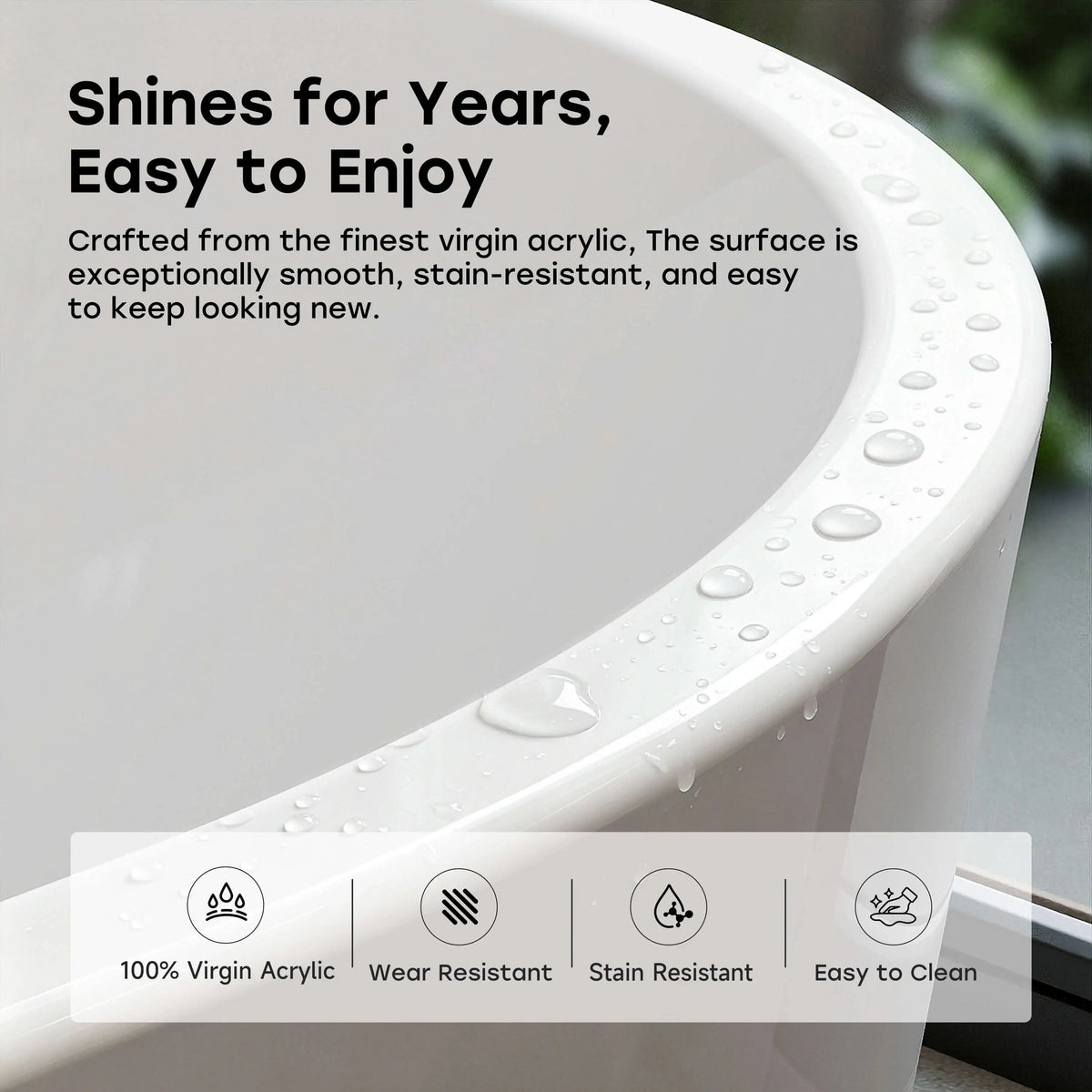 TU67-MW-OF 67" Acrylic Deep Soaking Bathtub with Premium Thickened Sealant