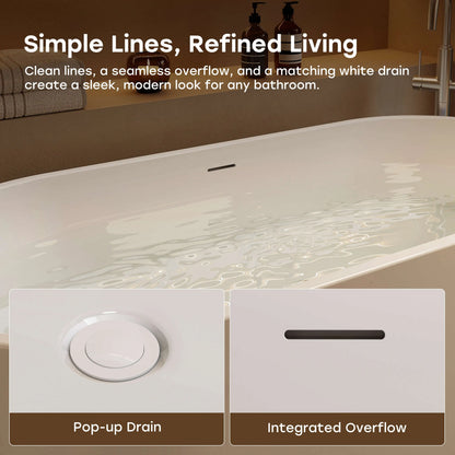 TU67-MW-OF 67" Acrylic Deep Soaking Bathtub with Premium Thickened Sealant