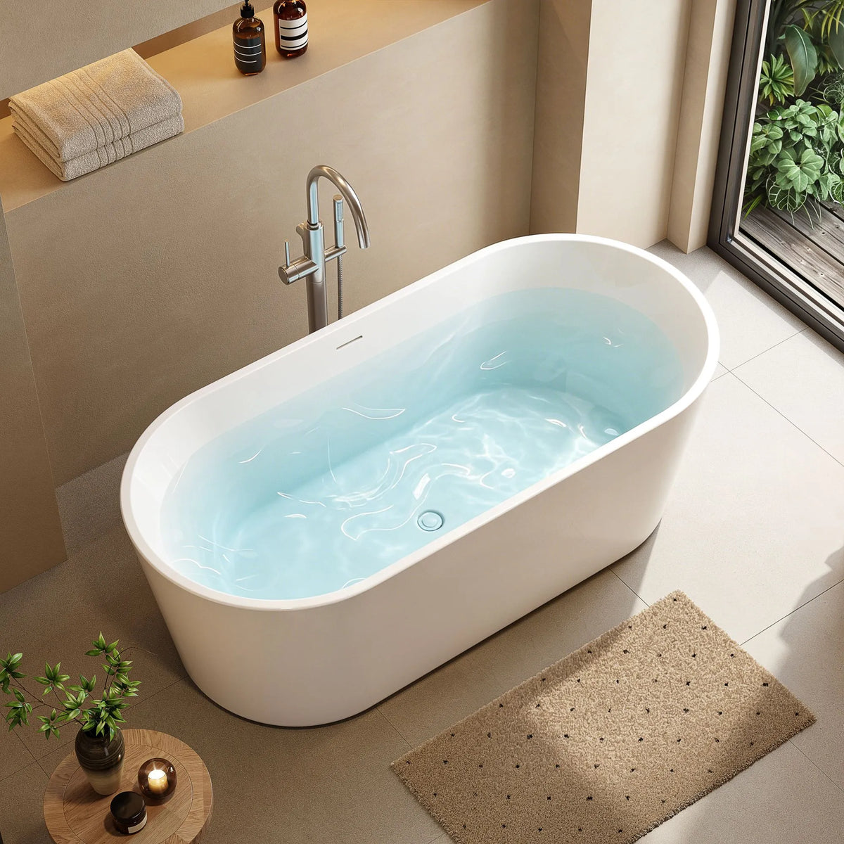 TU67-MW-OF 67" Acrylic Deep Soaking Bathtub with Premium Thickened Sealant