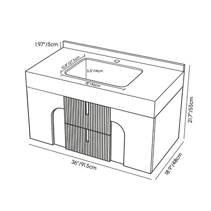 Artis 36" Floating Single Bathroom Vanity with Sink, Sintered Stone Top, Ample Storage