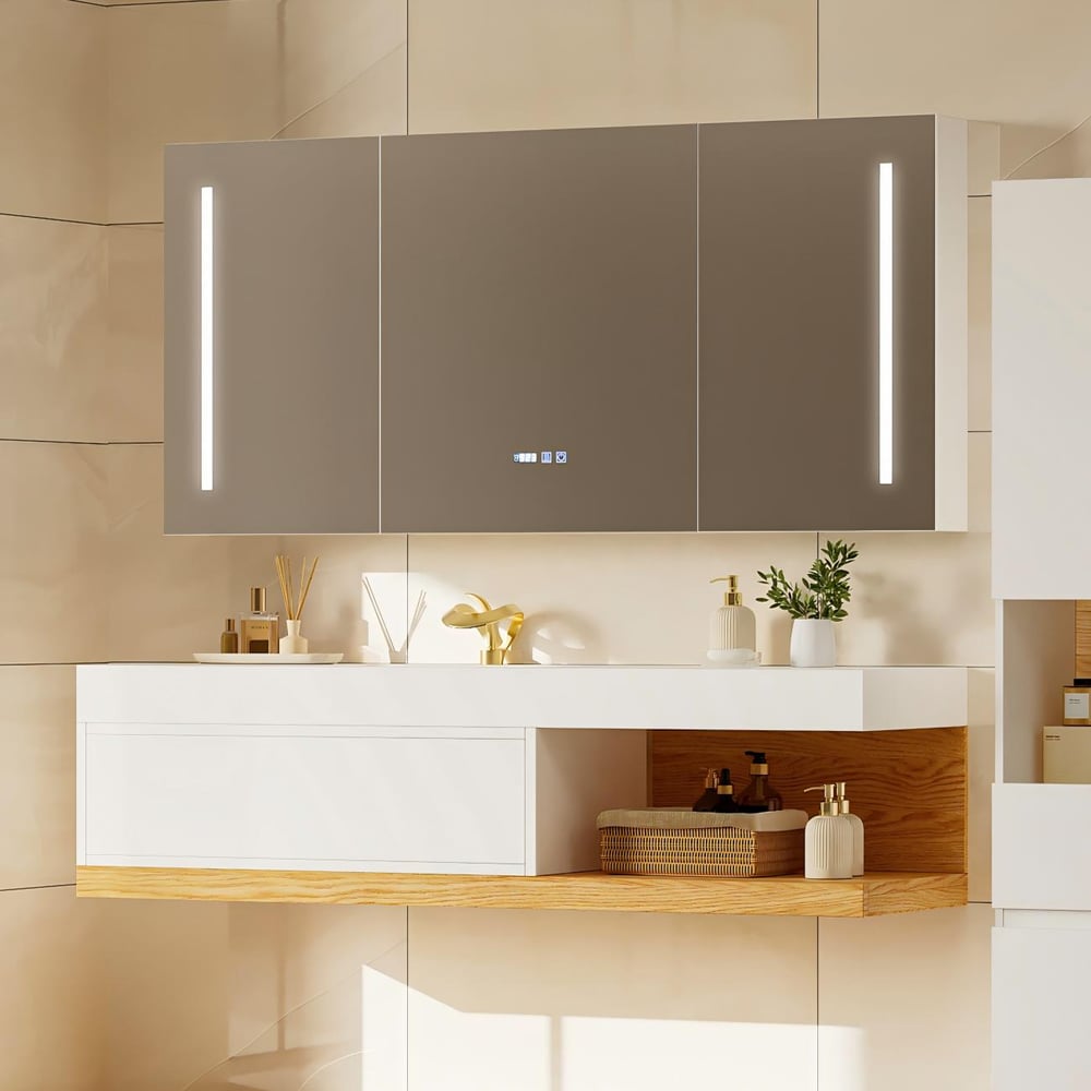 59" Floating Bathroom Vanity & LED Medicine Cabinet Set