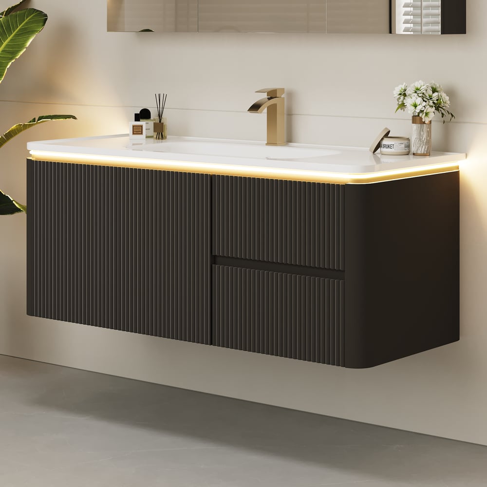 Modern 47.2" Floating Bathroom Vanity with Sink, Soft LED, Ample Storage