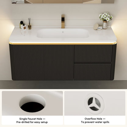 Modern 47.2" Floating Bathroom Vanity with Sink, Soft LED, Ample Storage