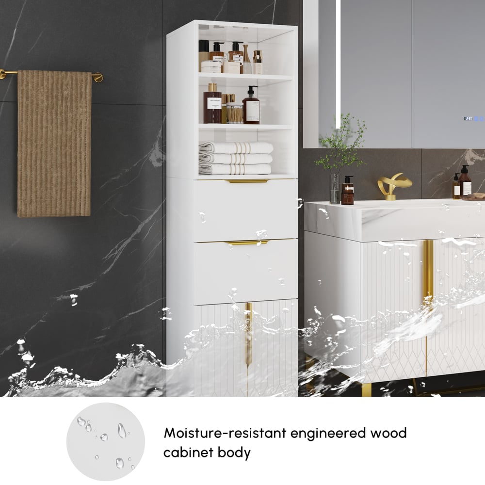 Aro 59" Double Bathroom Vanity & 59" Bathroom Storage Cabinet Set