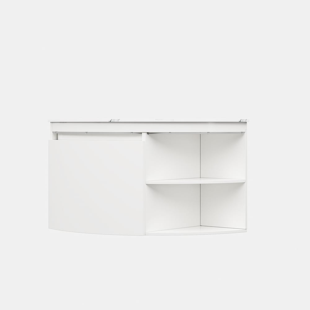 Modern 36" Corner Floating Single Bathroom Vanity with Sink, LED Light, Storage