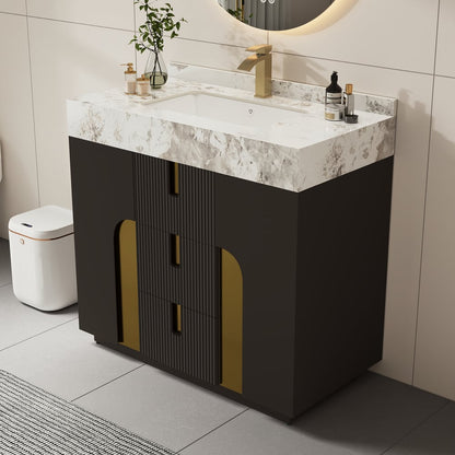 36" Artis Freestanding Bathroom Vanity Single Sink Vanity Cabinet Sintered Stone Top