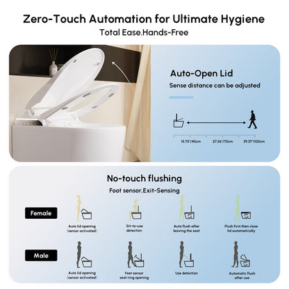 Fitro H3 Wall-Mounted Smart Bidet Toilet with Built-In Tank, Foam Shield, cUPC & ETL