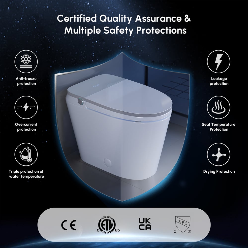 Hynova AX9 Smart Bidet Toilet with Powerful Flush, Built-in Tank, Foam Shield, 1.28 GPF