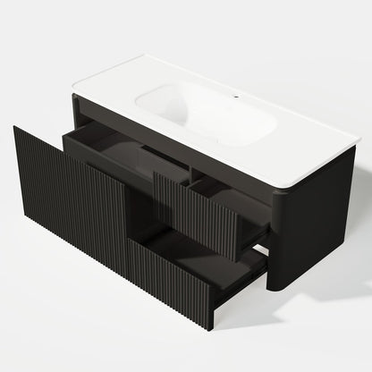 Modern 47.2" Floating Bathroom Vanity with Sink, Soft LED, Ample Storage