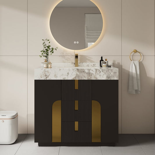 36" Artis Freestanding Bathroom Vanity Single Sink Vanity Cabinet Sintered Stone Top