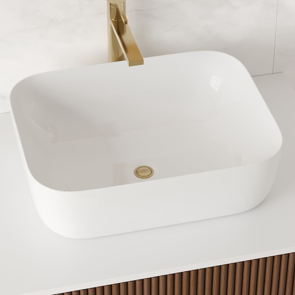 32" Fluted Freestanding Bathroom Vanity with Vessel Sink, 3-Drawers, Sintered Stone top