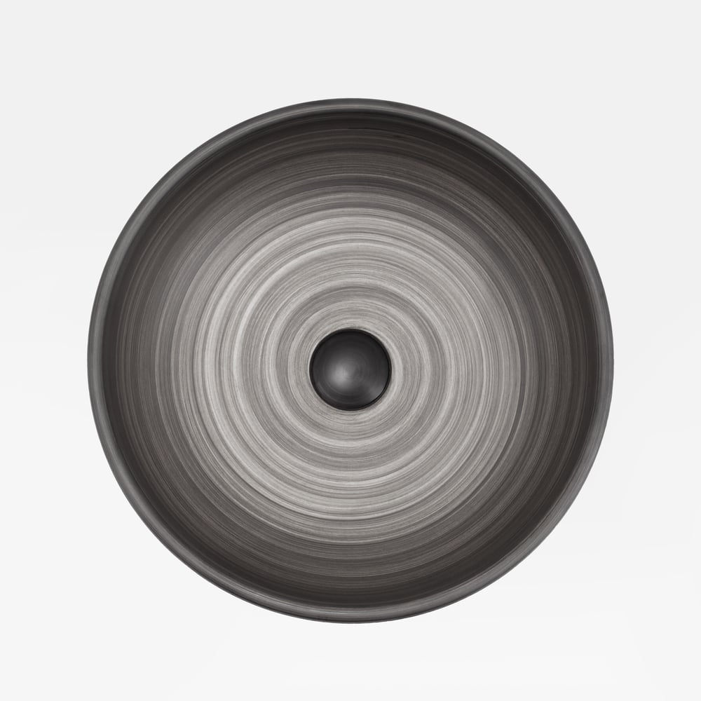 16" Grey Round Ceramic Bathroom Sink – Matte Glazed Vessel Sink
