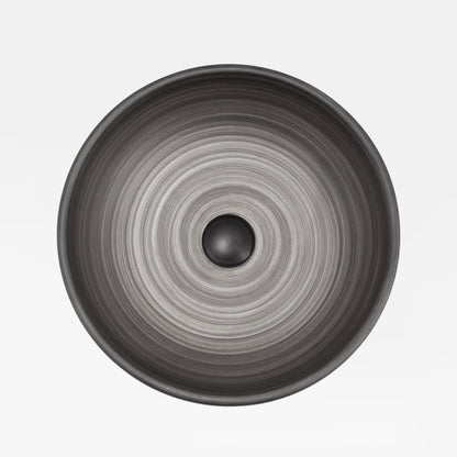 16" Grey Round Ceramic Bathroom Sink – Matte Glazed Vessel Sink