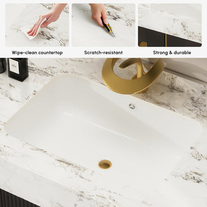 Artis 36" Floating Single Bathroom Vanity with Sink, Sintered Stone Top, Ample Storage