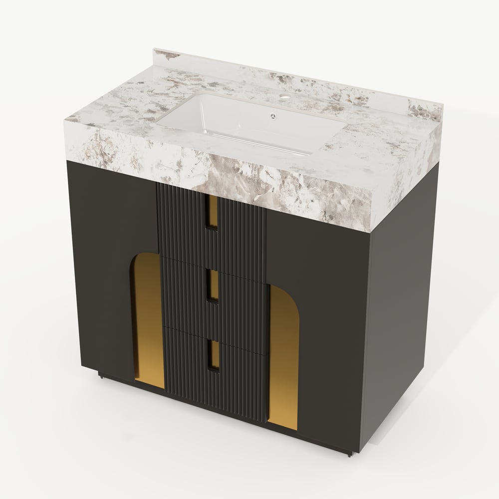 36" Artis Freestanding Bathroom Vanity Single Sink Vanity Cabinet Sintered Stone Top