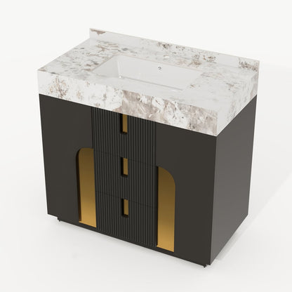 36" Artis Freestanding Bathroom Vanity Single Sink Vanity Cabinet Sintered Stone Top