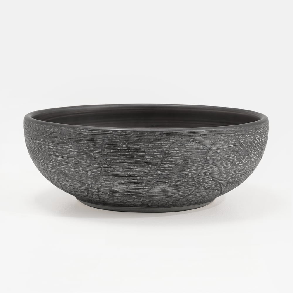 16" Grey Round Ceramic Bathroom Sink – Matte Glazed Vessel Sink
