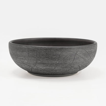 16" Grey Round Ceramic Bathroom Sink – Matte Glazed Vessel Sink
