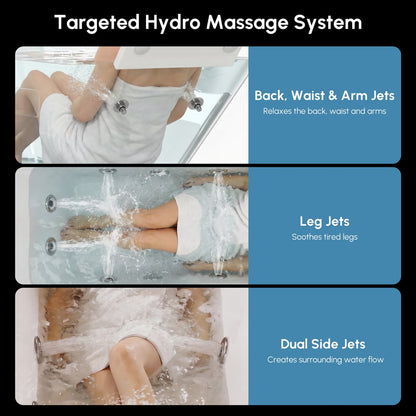 59" Whirlpool Bathtub with Thermostatic Control & Massage Jets & LED Lighting