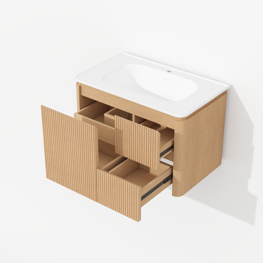Modern  32" Floating Bathroom Vanity  with Sink, LED Light, Ample Storage