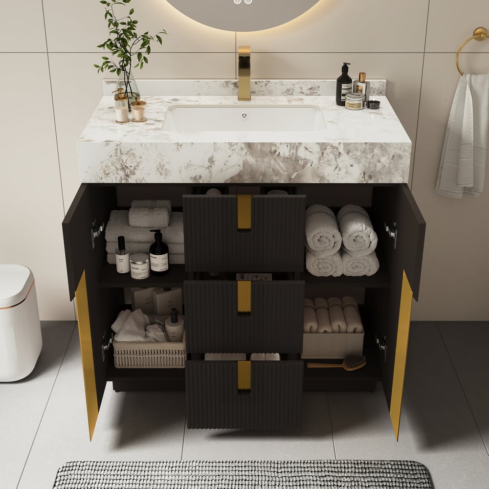 36" Artis Freestanding Bathroom Vanity Single Sink Vanity Cabinet Sintered Stone Top