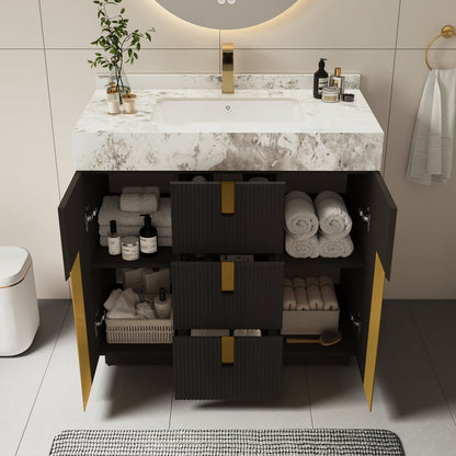 36" Artis Freestanding Bathroom Vanity Single Sink Vanity Cabinet Sintered Stone Top