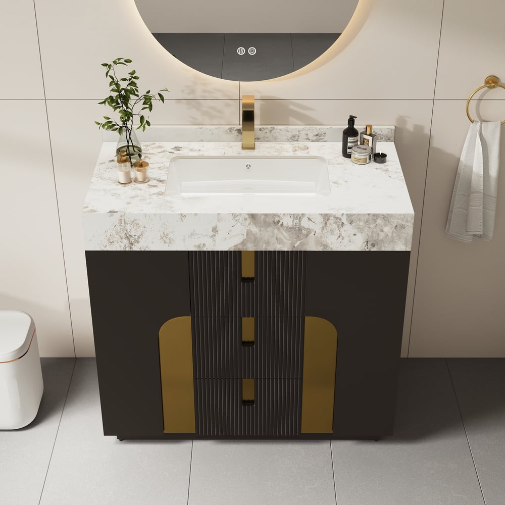 36" Artis Freestanding Bathroom Vanity Single Sink Vanity Cabinet Sintered Stone Top
